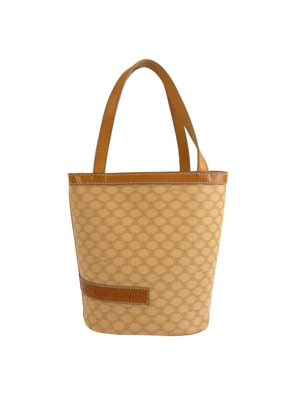 Celine Vintage Macadam Beige Brown Tote Bag